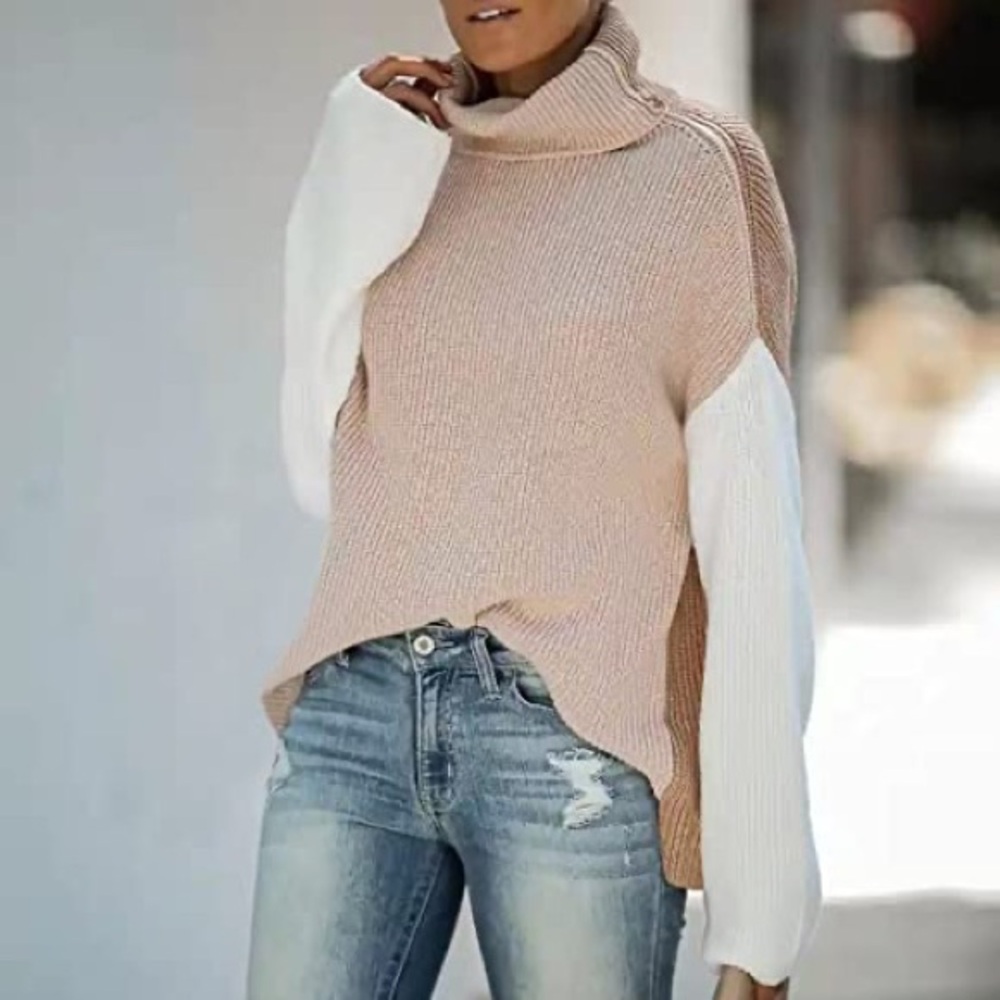 NWOT Miracle Color Block Knit Cowl Neck Sweater